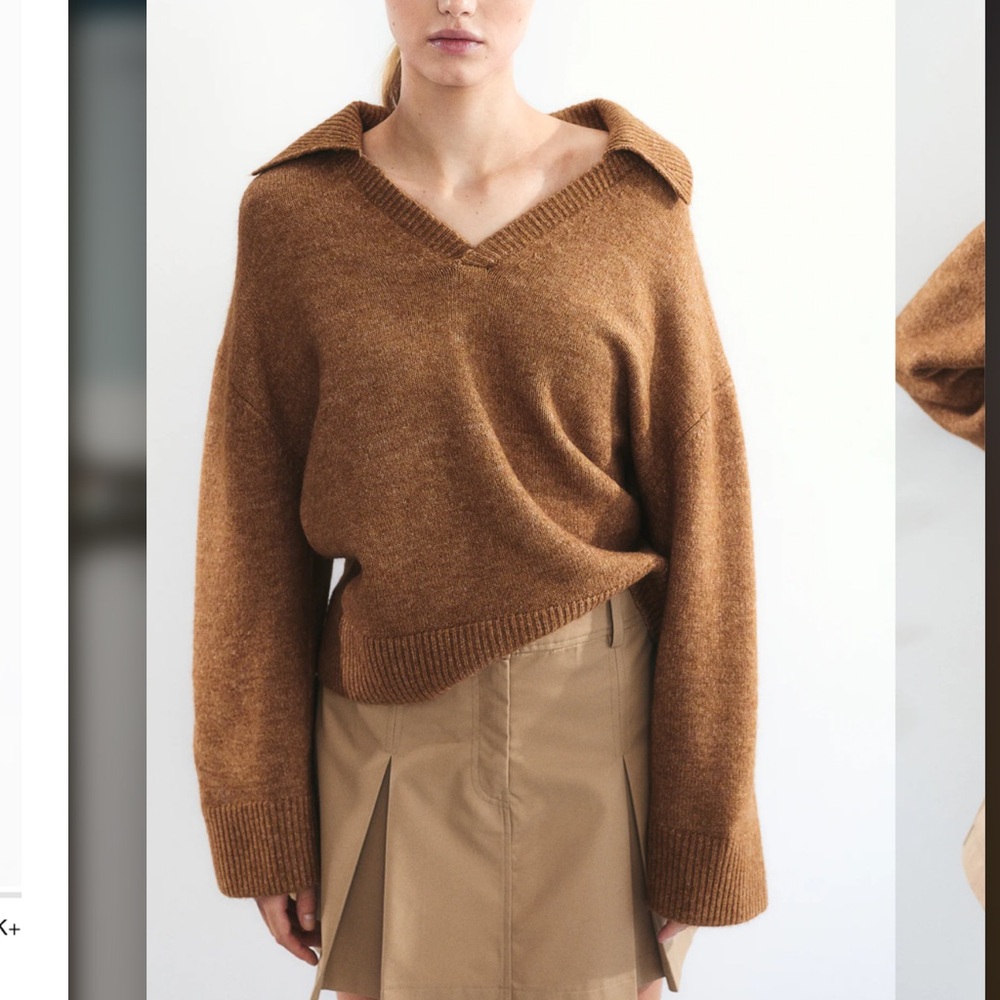 H&M fine knit sweater with collarlar